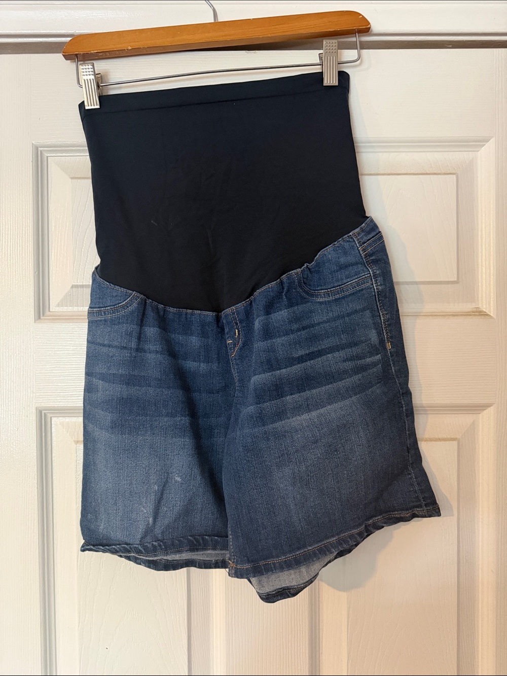 1822 Denim Maternity Denim Shorts with Black Stretch Panel